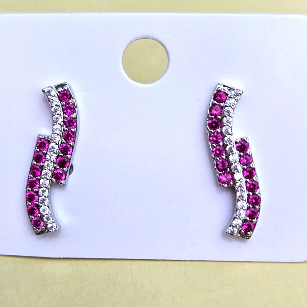 Stunning, Unique Pink and White Wavy Earrings